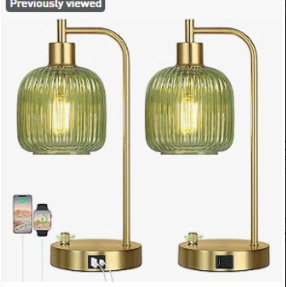Moderne Glas Tischlampe mit USB-Ladung