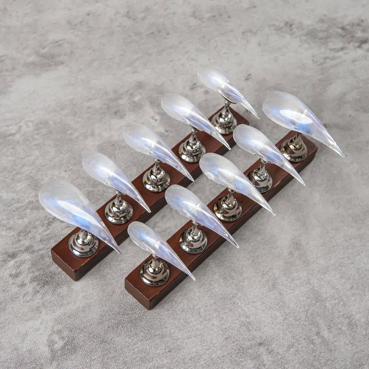 Künstlerisches Stiletto Press-On Nagelset mit iridiszierendem Finish