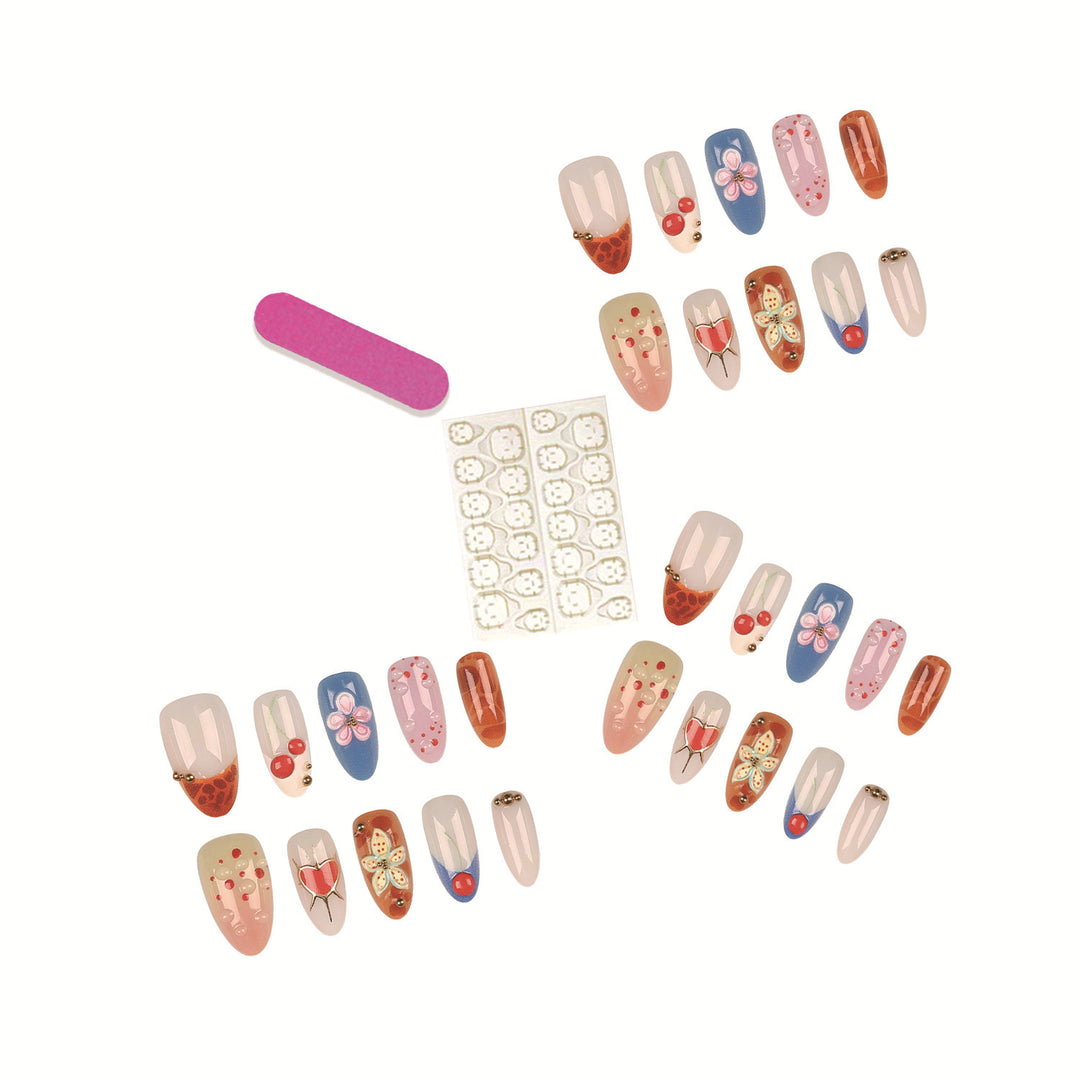 Künstlerisches florales Design Press-On-Nagelset