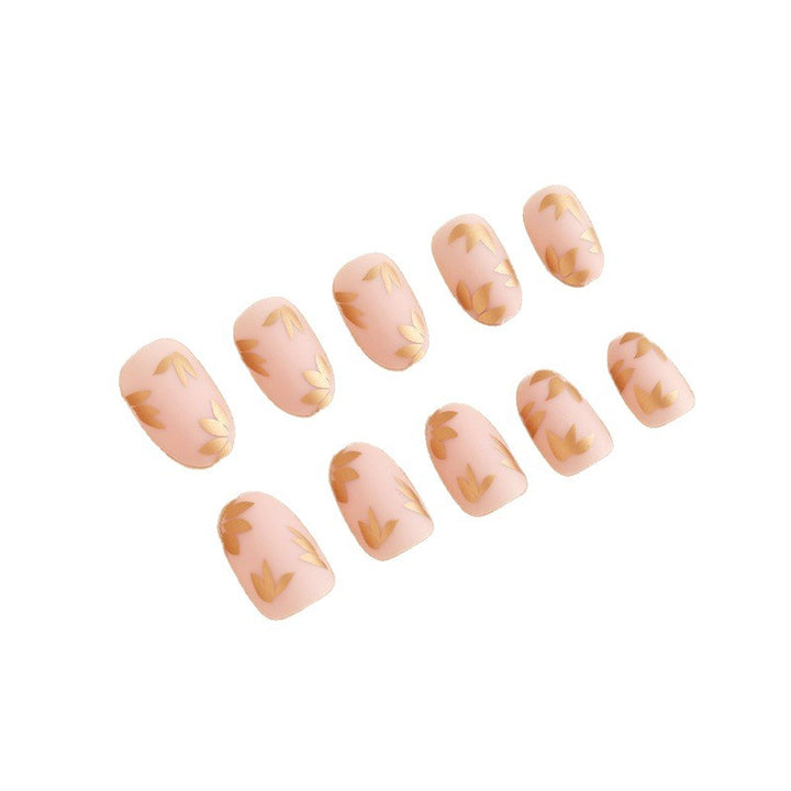 Elegantes Goldblatt-Press-On-Nageldesign