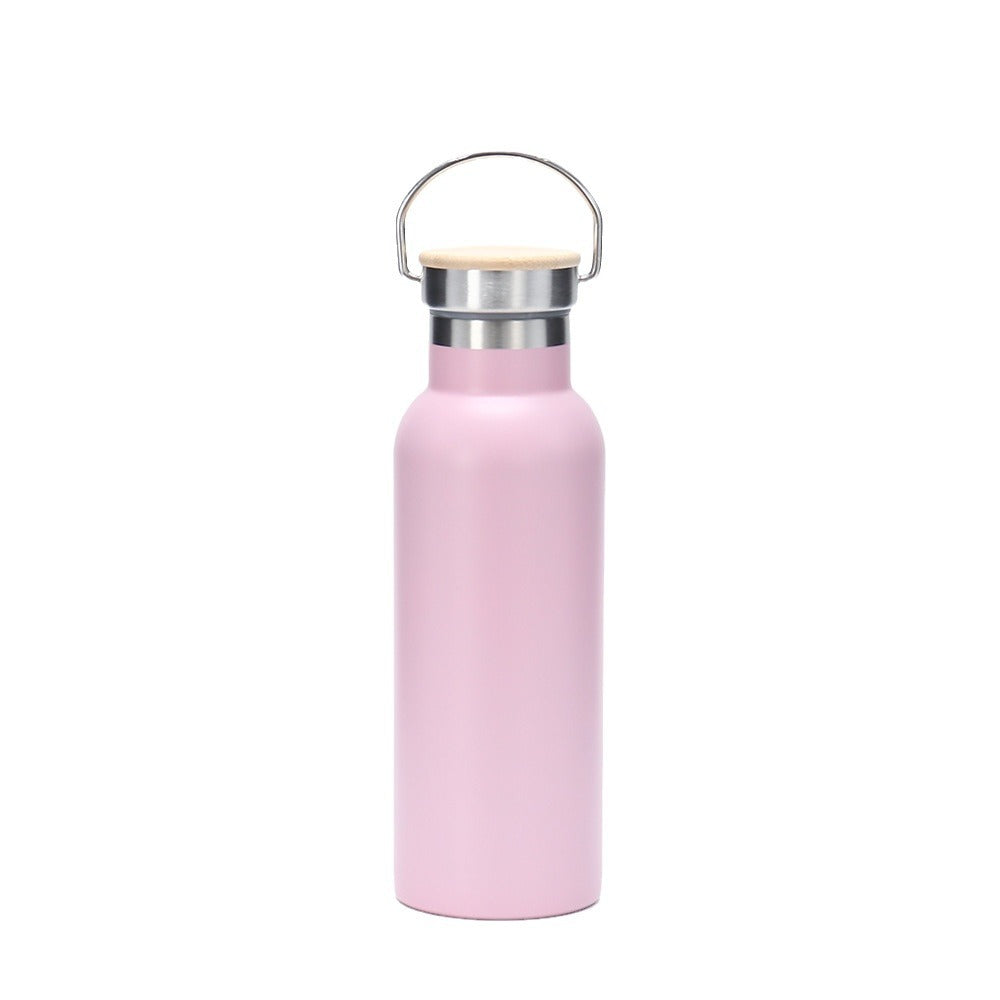 Damen isolierte Edelstahl-Trinkflasche mit Holzdeckel Karnz