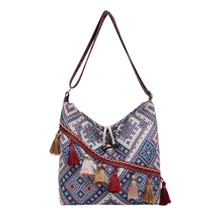 WoEthnic Gemusterte Klapp-Hobo-Tasche Karnz