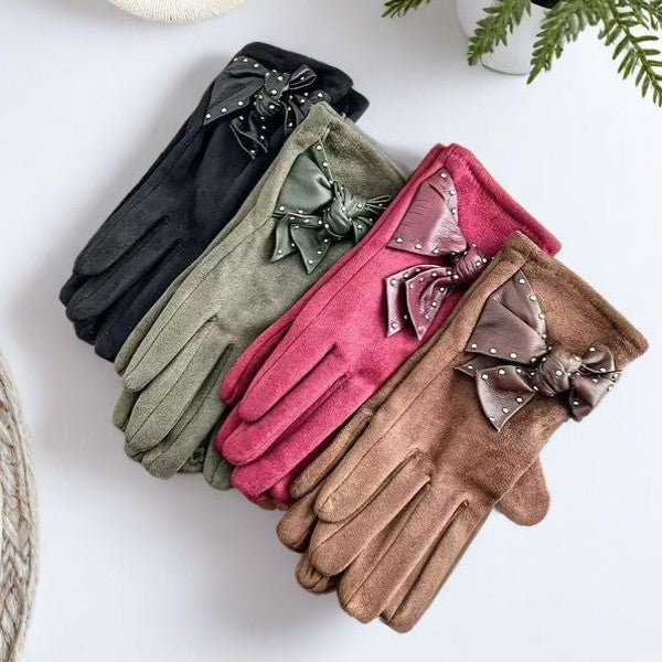 Elegante Bow-verzierte Touchscreen-Handschuhe Karnz