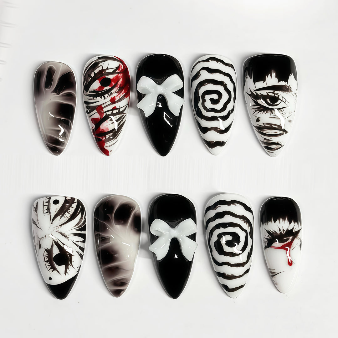 Künstlerisches Grafik Press-On Nagelset