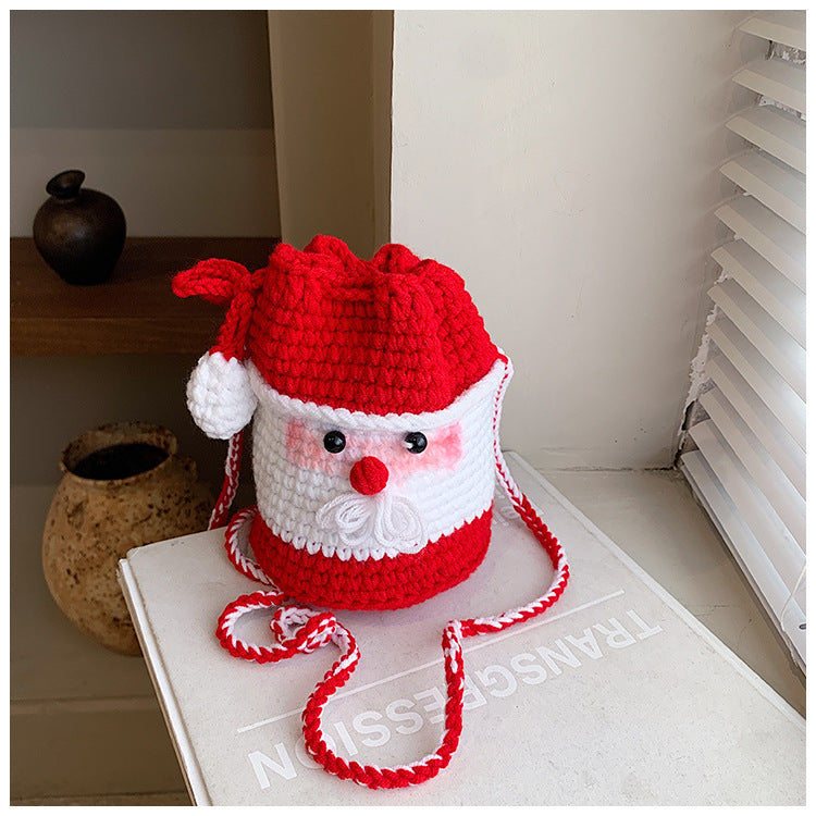 Niedliche Weihnachtsmann-Themen Häkel Crossbody-Tasche