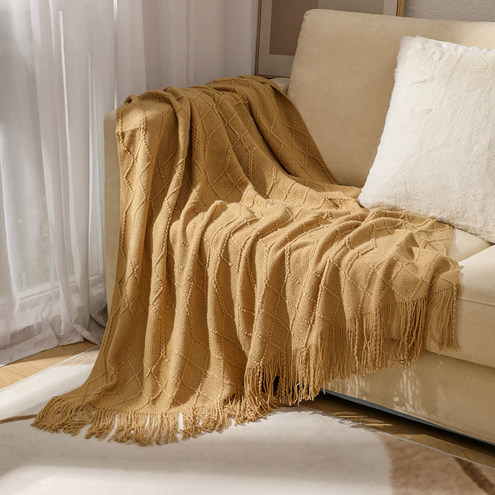 Strukturierte gestrickte Wurfdecke