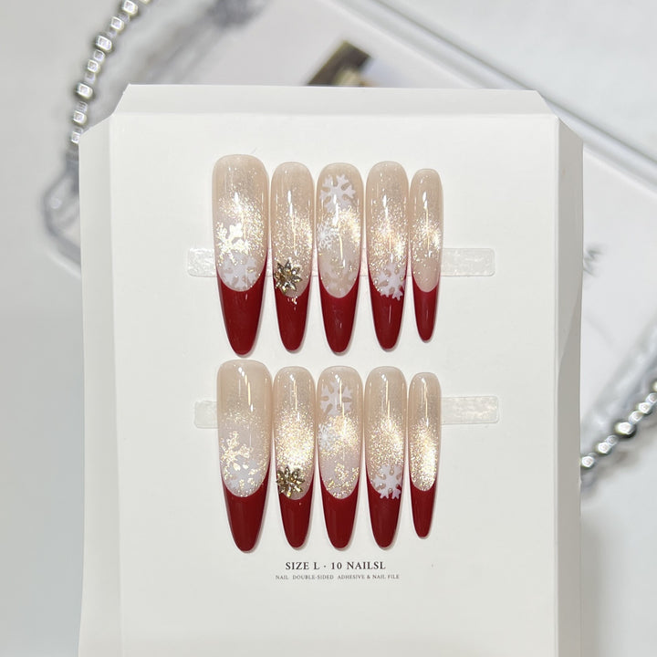 Künstlerisches Press-On-Nagelset mit elegantem floralen Design Karnz