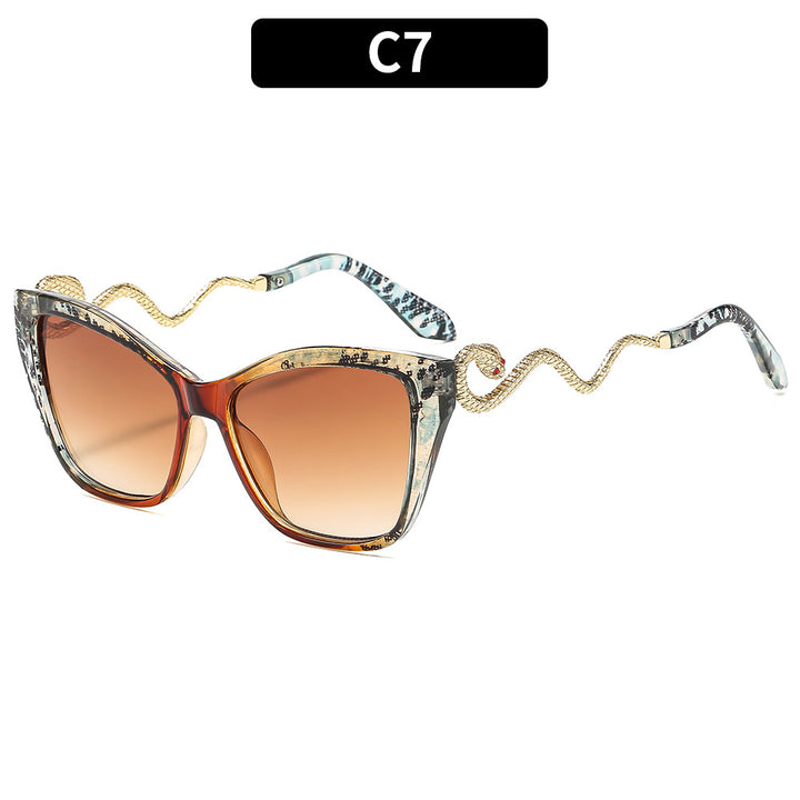 Glamouröse Cat-Eye-Sonnenbrillen mit Schlangenmotiv