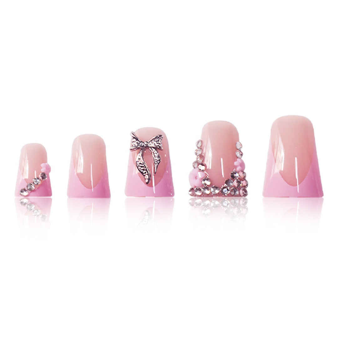 Floral Rhinestone Press-On Nail Enhancements Karnz