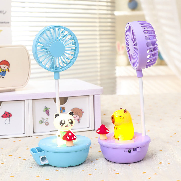 Damen Tragbarer USB Ventilator mit integrierter LED-Lampe und niedlichem Panda-Design Karnz