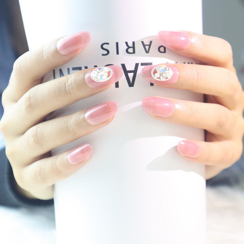 Elegantes Press-On-Nagelkunst-Set mit Strassakzenten