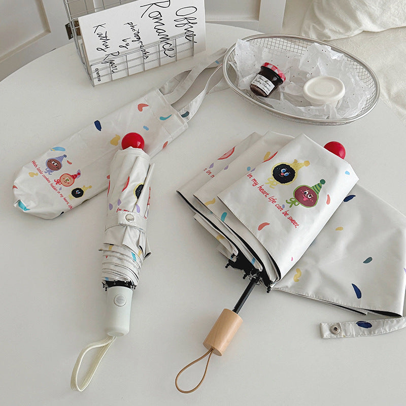 Damen Faltbarer Regenschirm mit verspielten Cartoon-Motiven Karnz