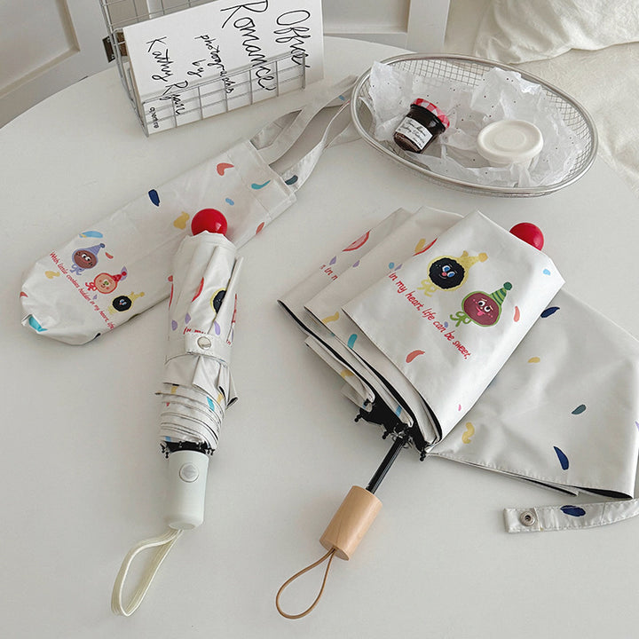 Damen Faltbarer Regenschirm mit verspielten Cartoon-Motiven Karnz