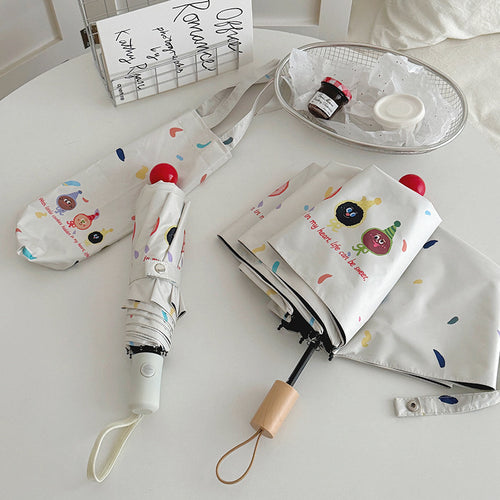 Damen Faltbarer Regenschirm mit verspielten Cartoon-Motiven Karnz
