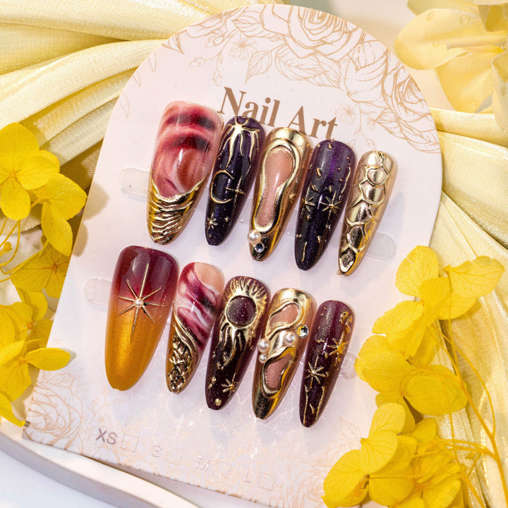 Elegante glamouröse Press-On-Nagelkunst