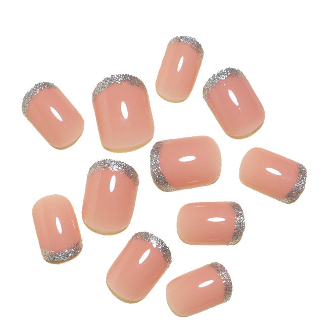 Sparklinierende French Tip Press-On Nägel Karnz