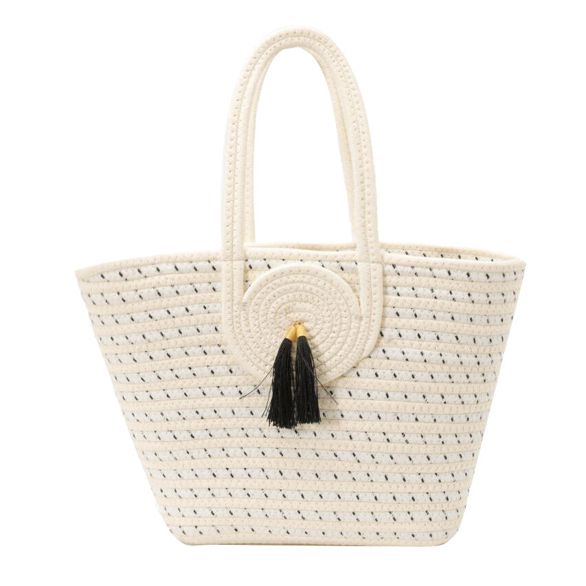 Gestreifter gewebter Strandtasche