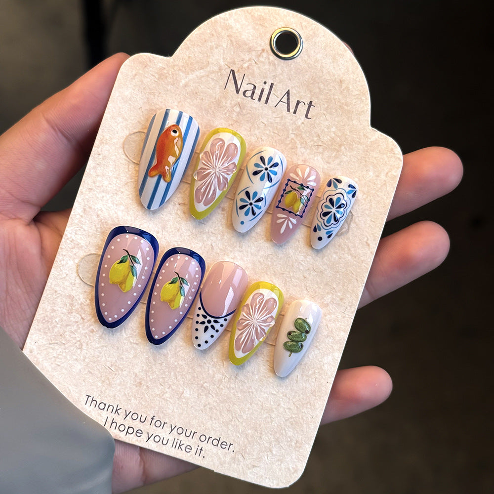 Künstlerisches Meeresthema Press-On Nagelset Karnz