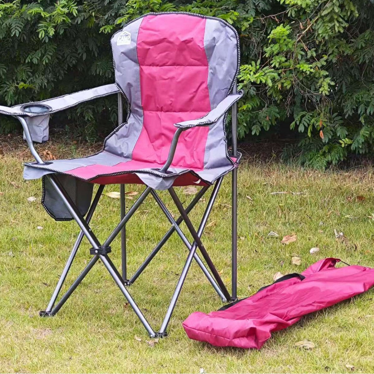 Damen Komfortabler Campingstuhl mit Getränkehalter Karnz