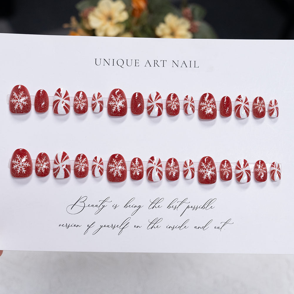 Saisonale Feiertags-Themen Press-On Nagelkunst