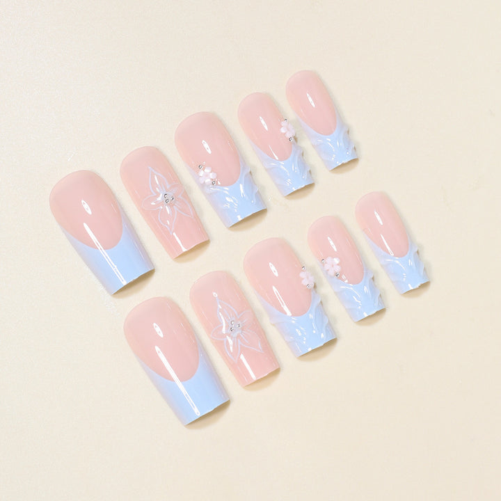 3D Floral Decorative Press-On Nail Art Karnz