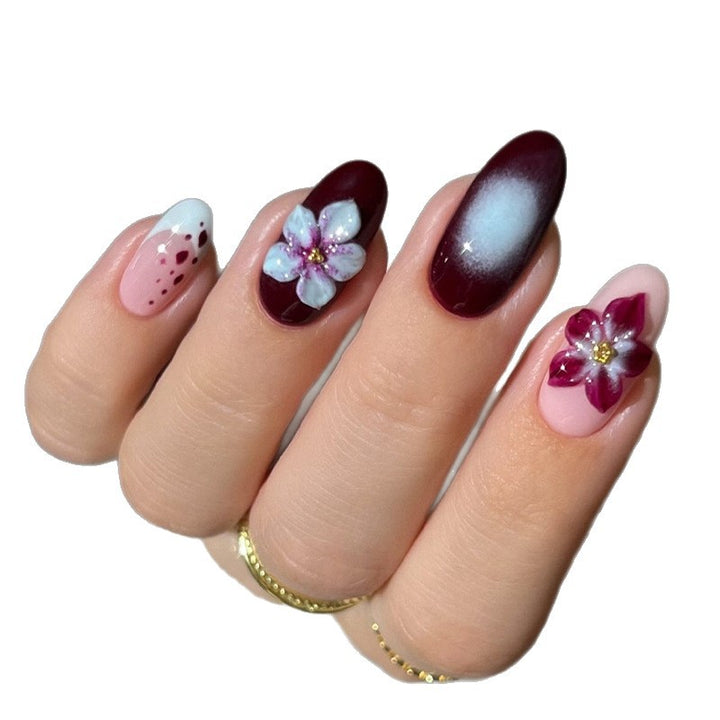 Künstlerische florale Acryl-Nagelverlängerungen Karnz