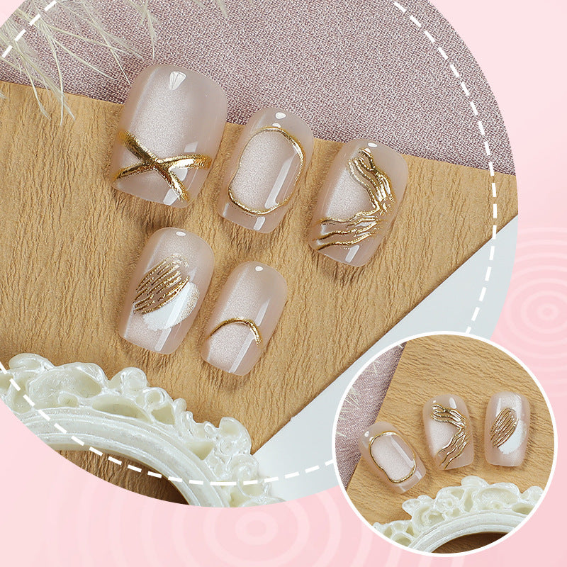 Luxuriöses Gold-akzentuiertes Press-On-Nagelset