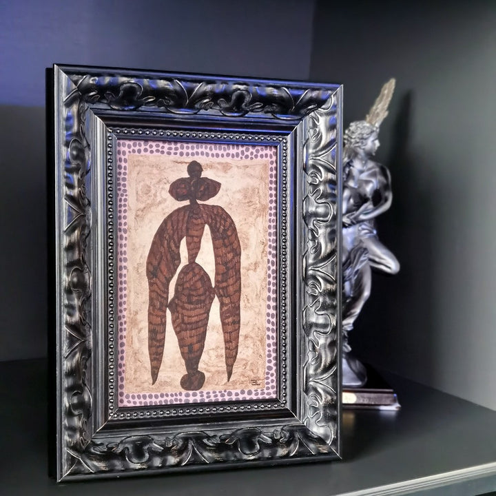Gerahmter Kunstdruck mit abstraktem Silhouetten-Design