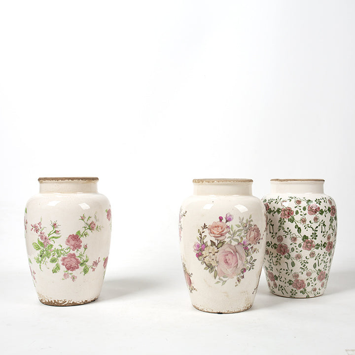 Florale Keramik Vase mit kunstvollem Design Karnz