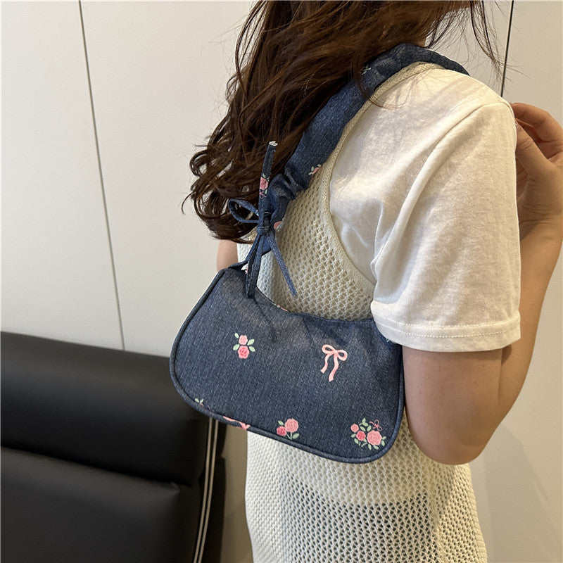 Bestickte Jeans Schultertasche Karnz