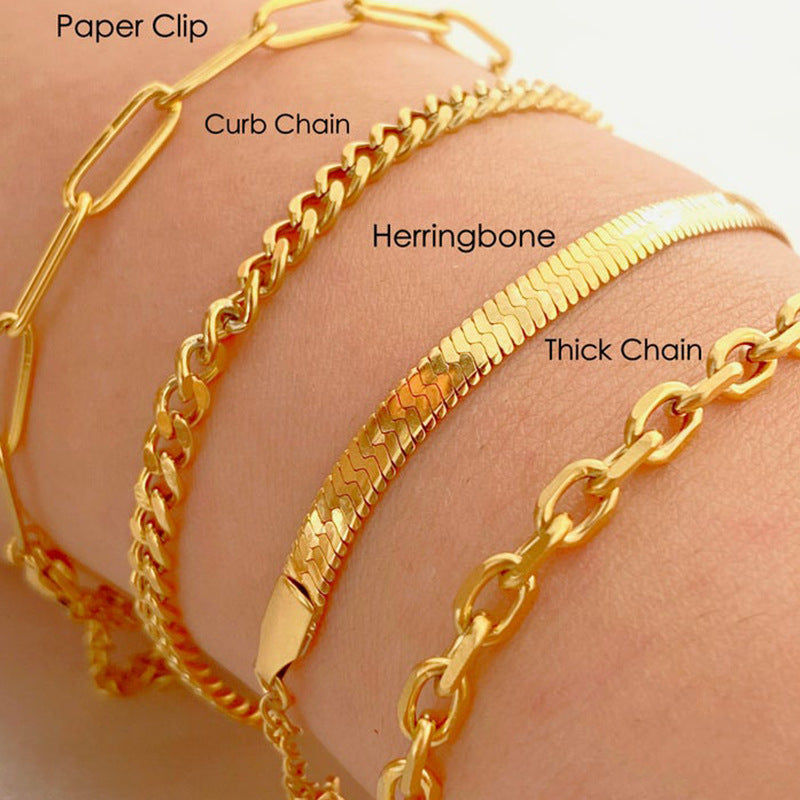 Schichtet Goldkette Armband Set Karnz