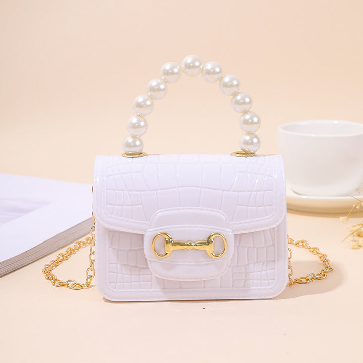 Damen elegante Handtasche mit Perlenhenkel und strukturiertem Design Karnz