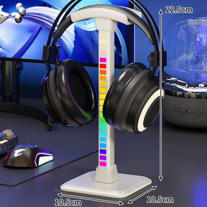 RGB LED Desktop Kopfhörerständer mit vertikaler Farbwechselbeleuchtung und gepolstertem Kopfteil