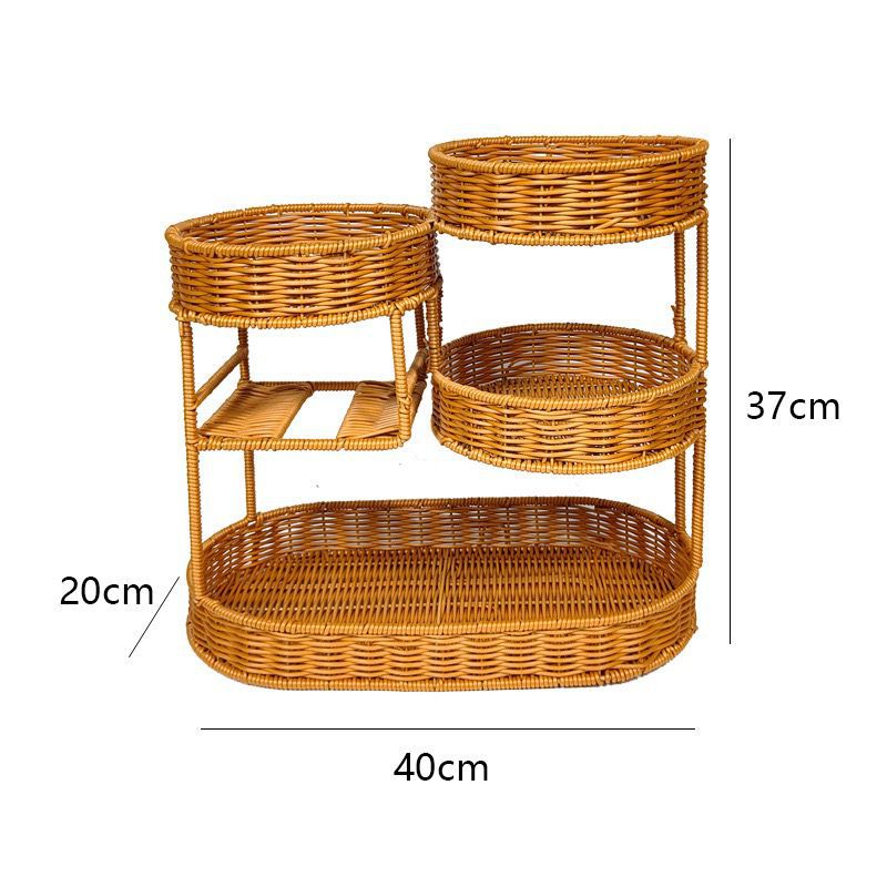 Unisex Rattan Ablage aus drei Ebenen Karnz