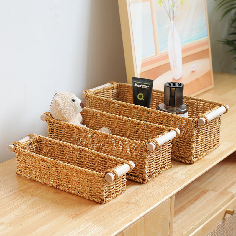 Unisex Rechteckiger Korb aus geflochtenem Naturmaterial Karnz