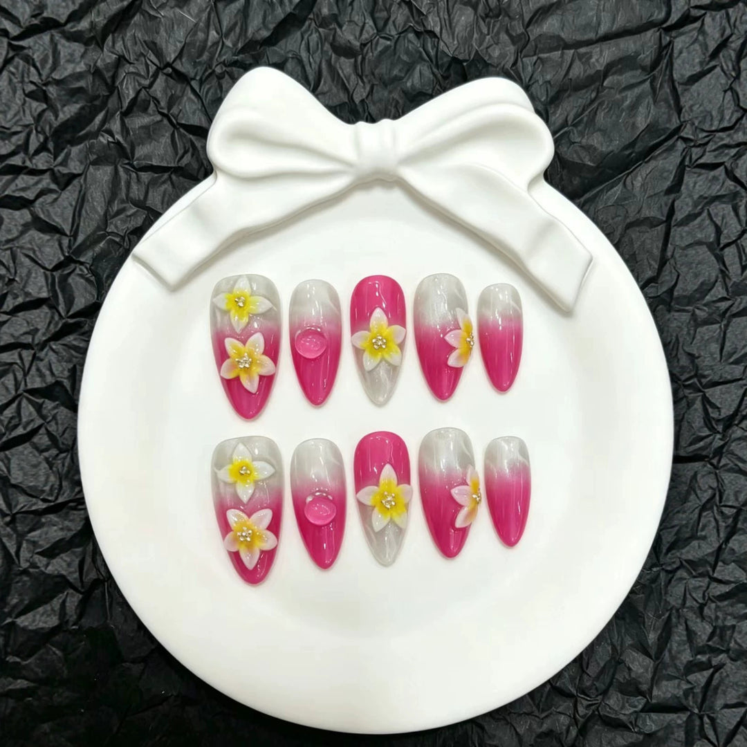 Florale Ombre Stiletto Press-On Nagelset