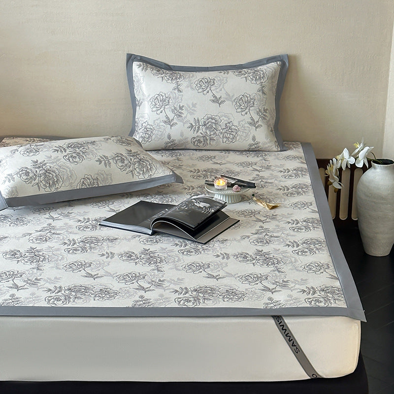 Gestepptes Matratzentopper-Set mit floralem Print und rutschfester Unterseite