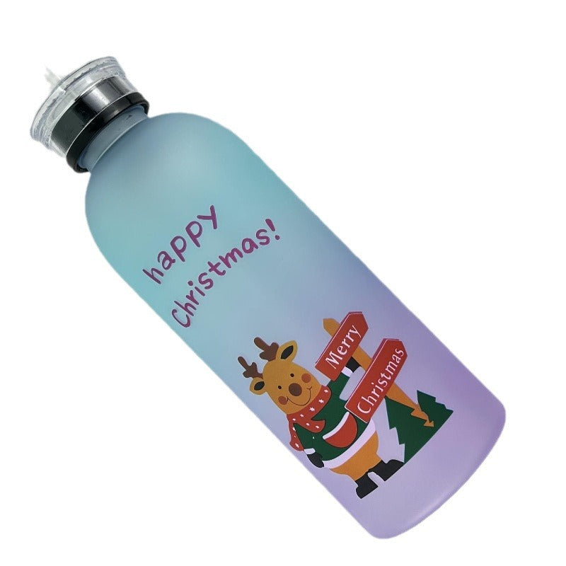 Damen Motivierende Trinkflasche mit fröhlichem Weihnachtsdesign Karnz