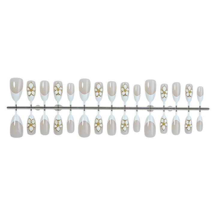Elegante floral-verzierte Press-On-Nagelset Karnz