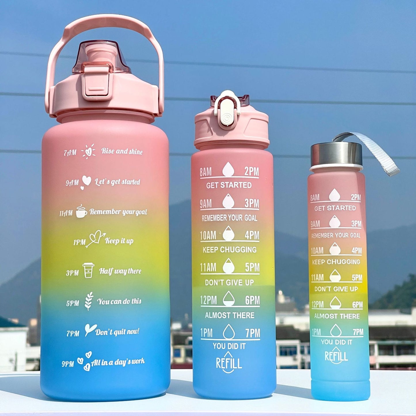 Unisex Motivierende Wasserflasche mit Zeitmarkierungen Karnz