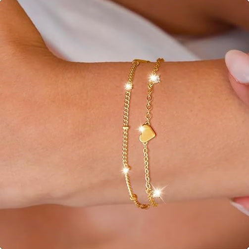 Elegante Herz Charme Kettenarmband Karnz
