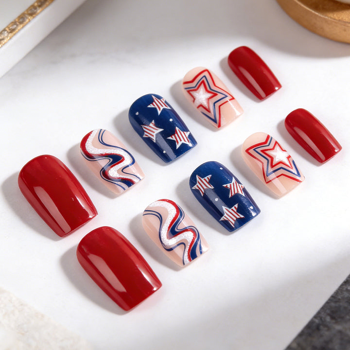 Themen Press-On Nagelkunst Set mit Sternen Design Karnz