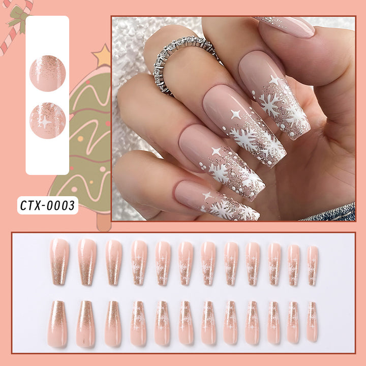 Festliche Glitzer-Schneeflocken-Fake-Nägel Karnz