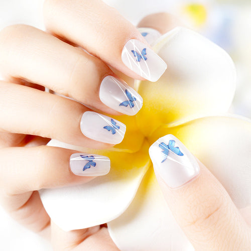 Elegante Schmetterlingsdruck Press-On Nagelset Karnz