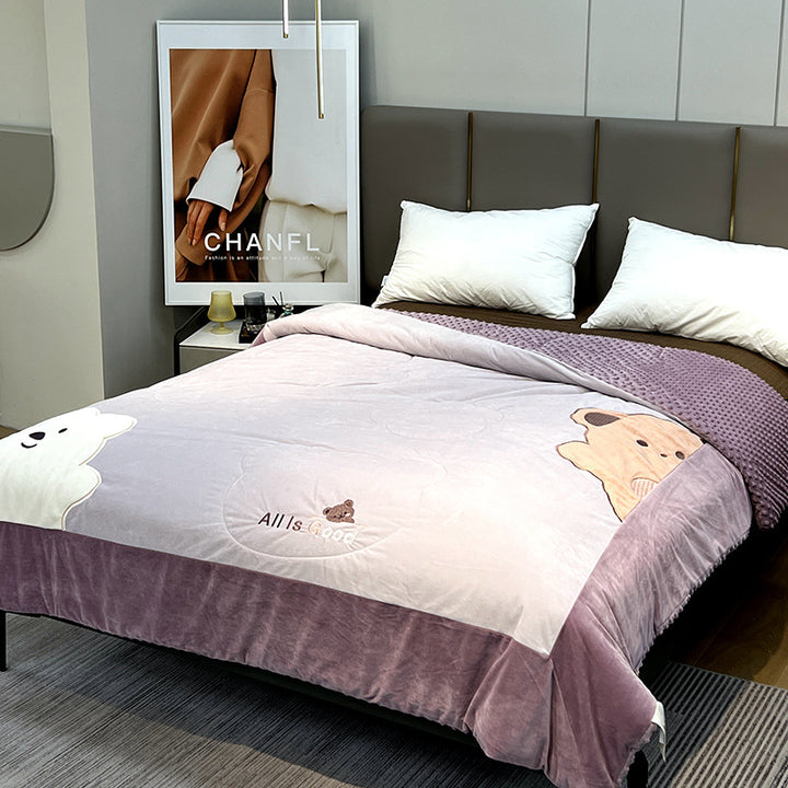 Plüsch Wendbarer Cartoon-Bär Bestickter Decke Duvet