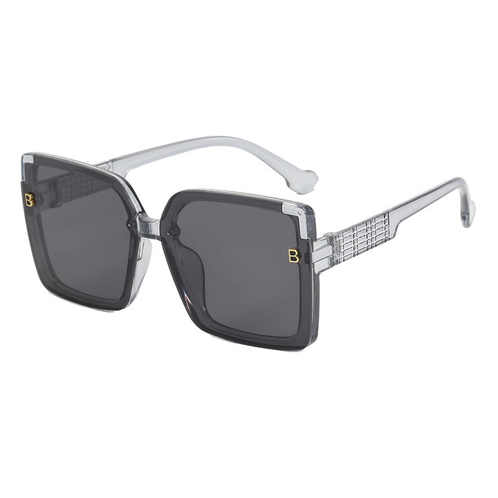 Damen modische quadratische Sonnenbrille mit strukturierter Bügelgestaltung Karnz