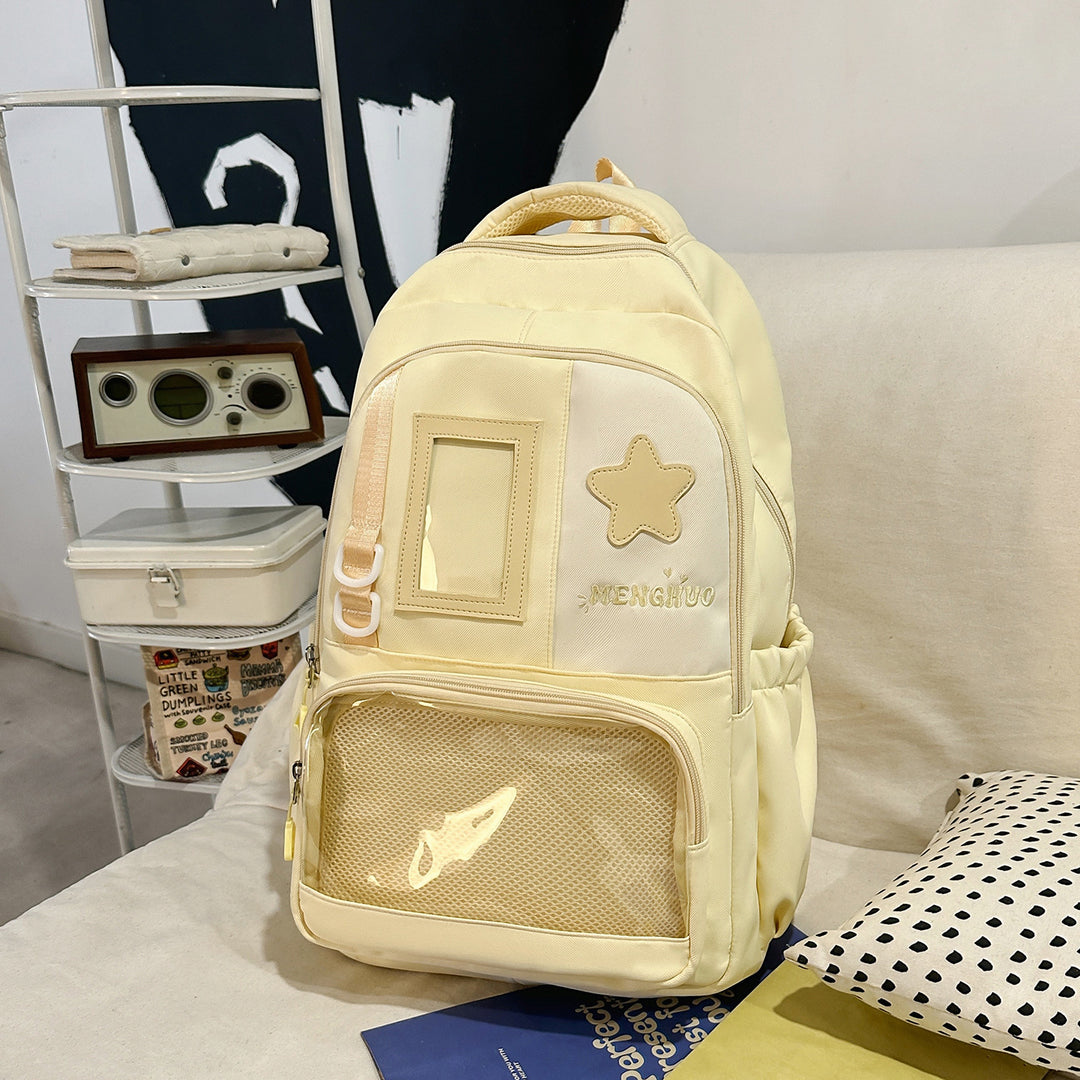 Strukturierter Casual-Rucksack mit transparentem Fach Karnz