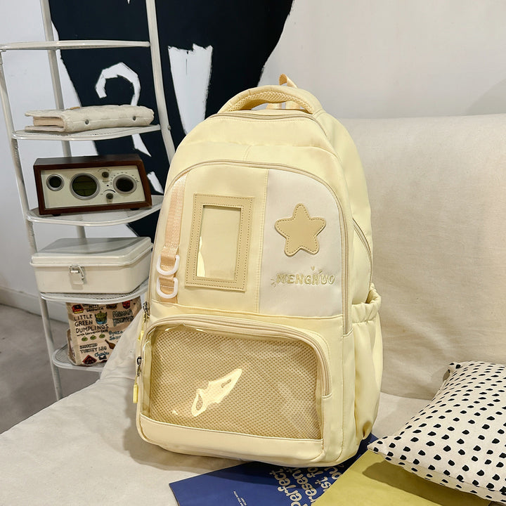 Strukturierter Casual-Rucksack mit transparentem Fach Karnz