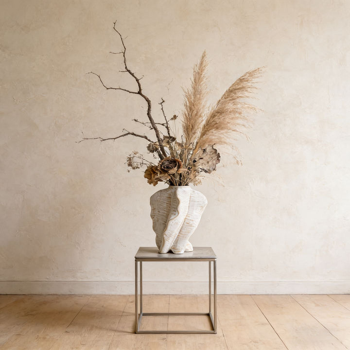 Skulptural Keramische Gerippte Wellen Torso Knauf Vase