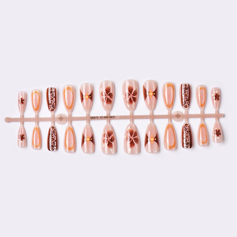 Künstlerisches Press-On Nagelkunstset mit floralen und tierischen Drucken Karnz
